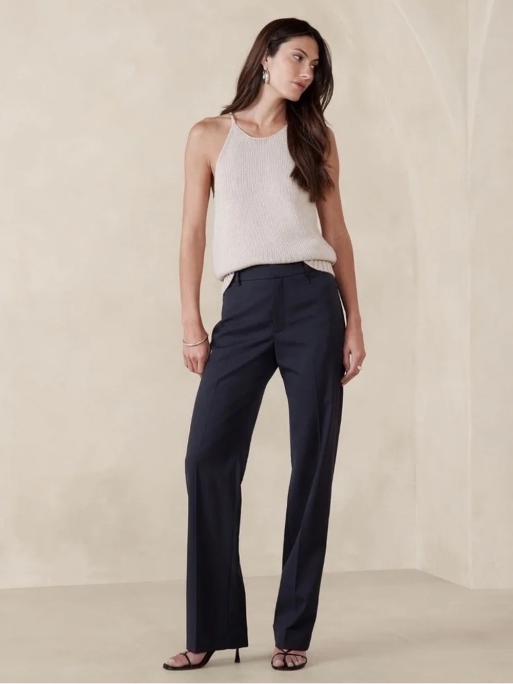 Banana Republic Navy Siena Straight Italian Wool Pant